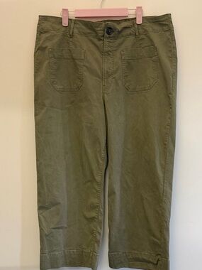 a.n.a Olive Green Cotton Patch-Pocket Chinos